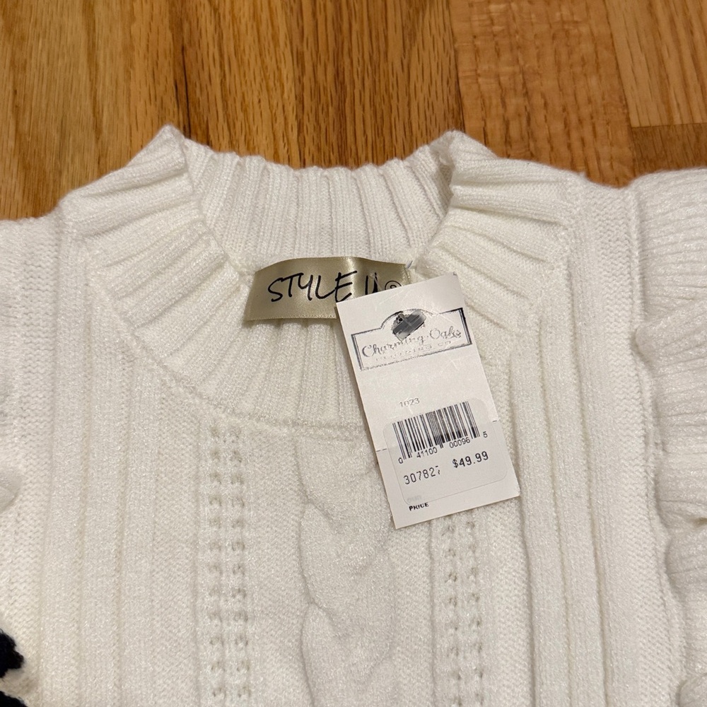 White Ruffle Knit Sweater - Picture 4 of 4